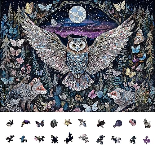 Miniatura 17 de Rompecabezas de noche de luna y guitarra para adultos, 1000 piezas, misterio de asesinato, rompecabezas único con forma de desafío cerebral