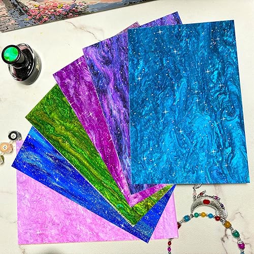 Miniatura 6 de Hoja acrílica nacarada con purpurina para corte láser de 12 x 8 pulgadas, hoja de plástico perlado con ondas de agua brillante de 18 de grosor,