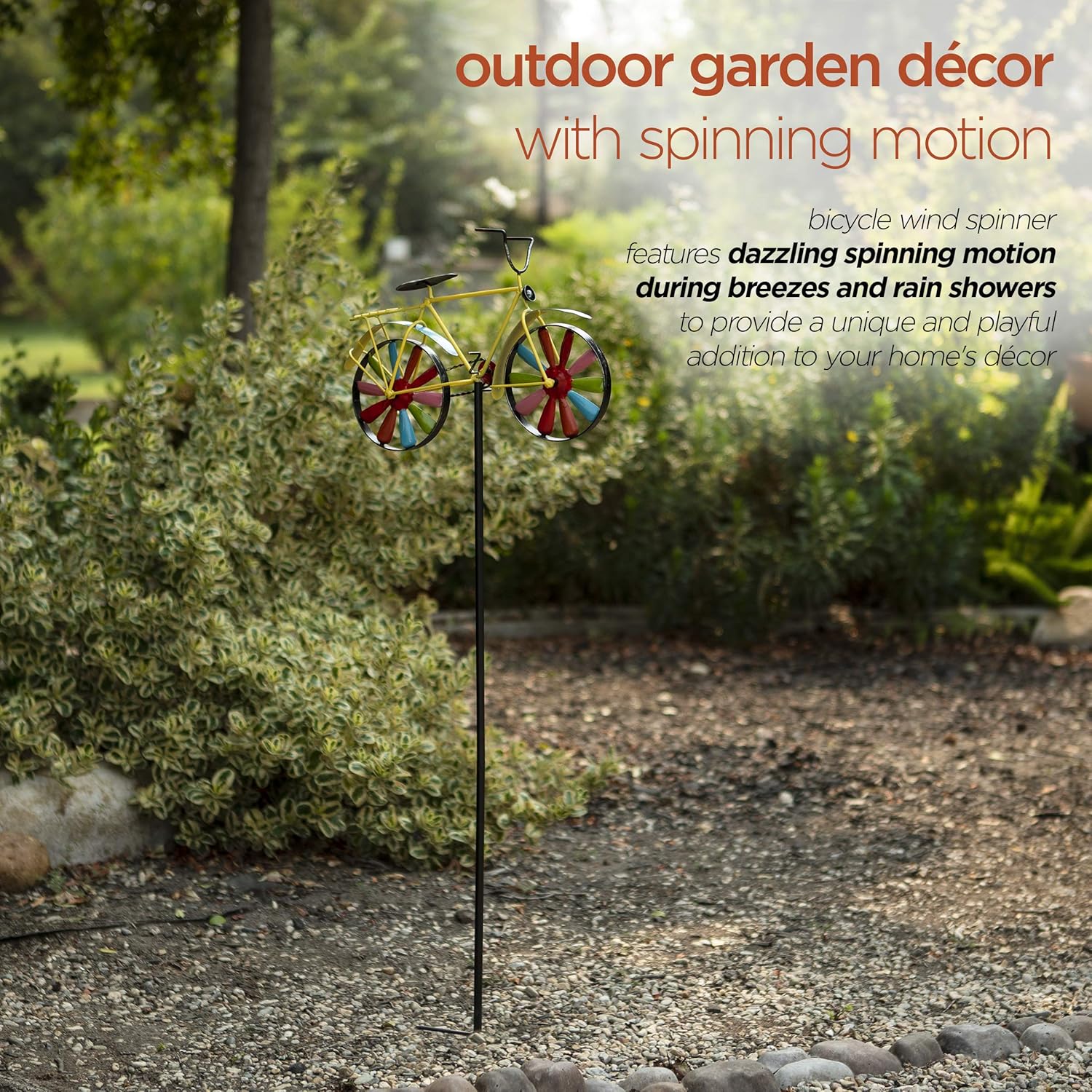 Alpine Corporation Alpine JUM134HH Colorful Bicycle Windmill, Outdoor, 42" Tall, Multicolor Decorative Garden Stake, 15" L x 4" W x H : Patio, Lawn & Garden