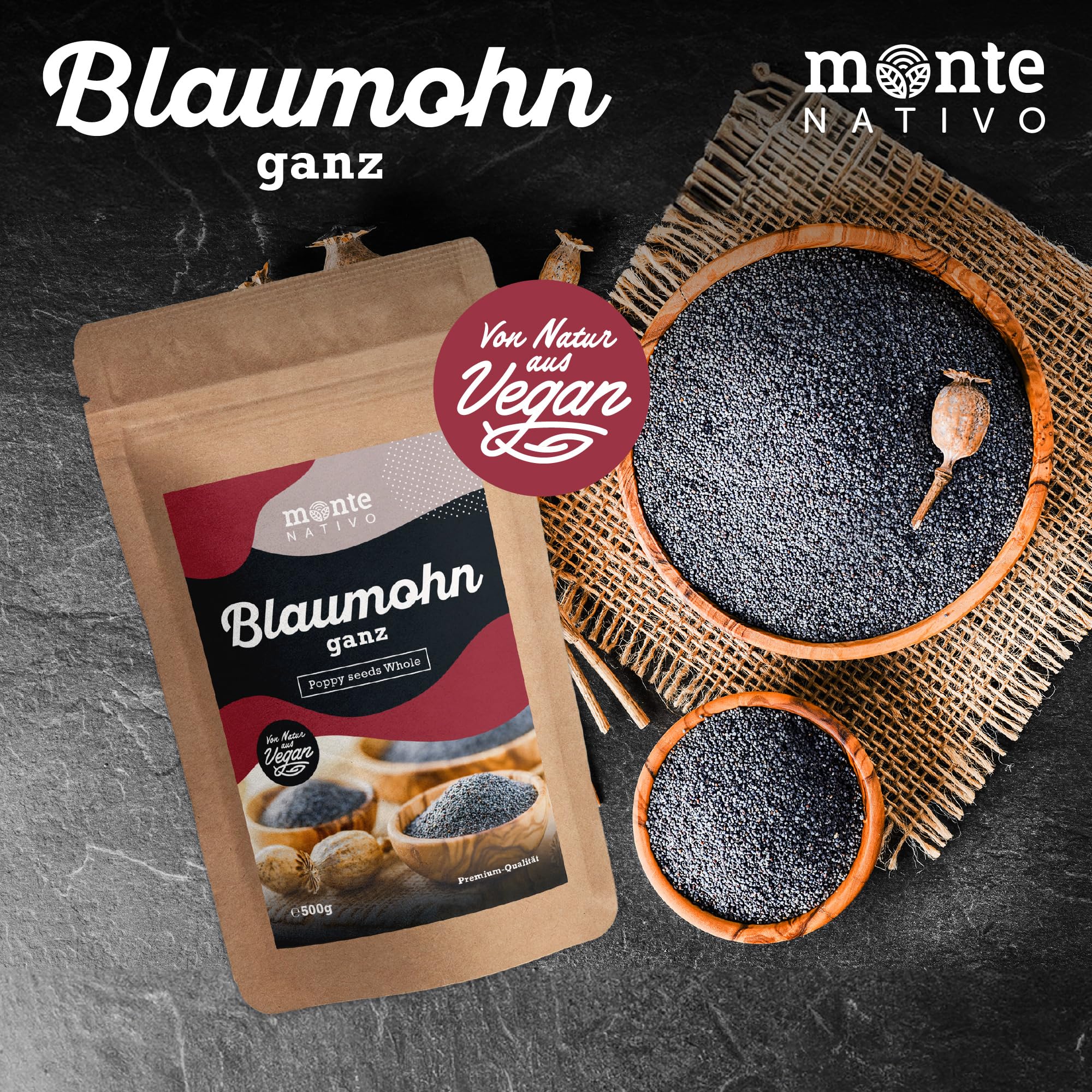 Semillas de Amapola Monte Nativo (500g) - Semillas Amapola para Cocinar - Perfectas para Crackers - Poppy Seeds