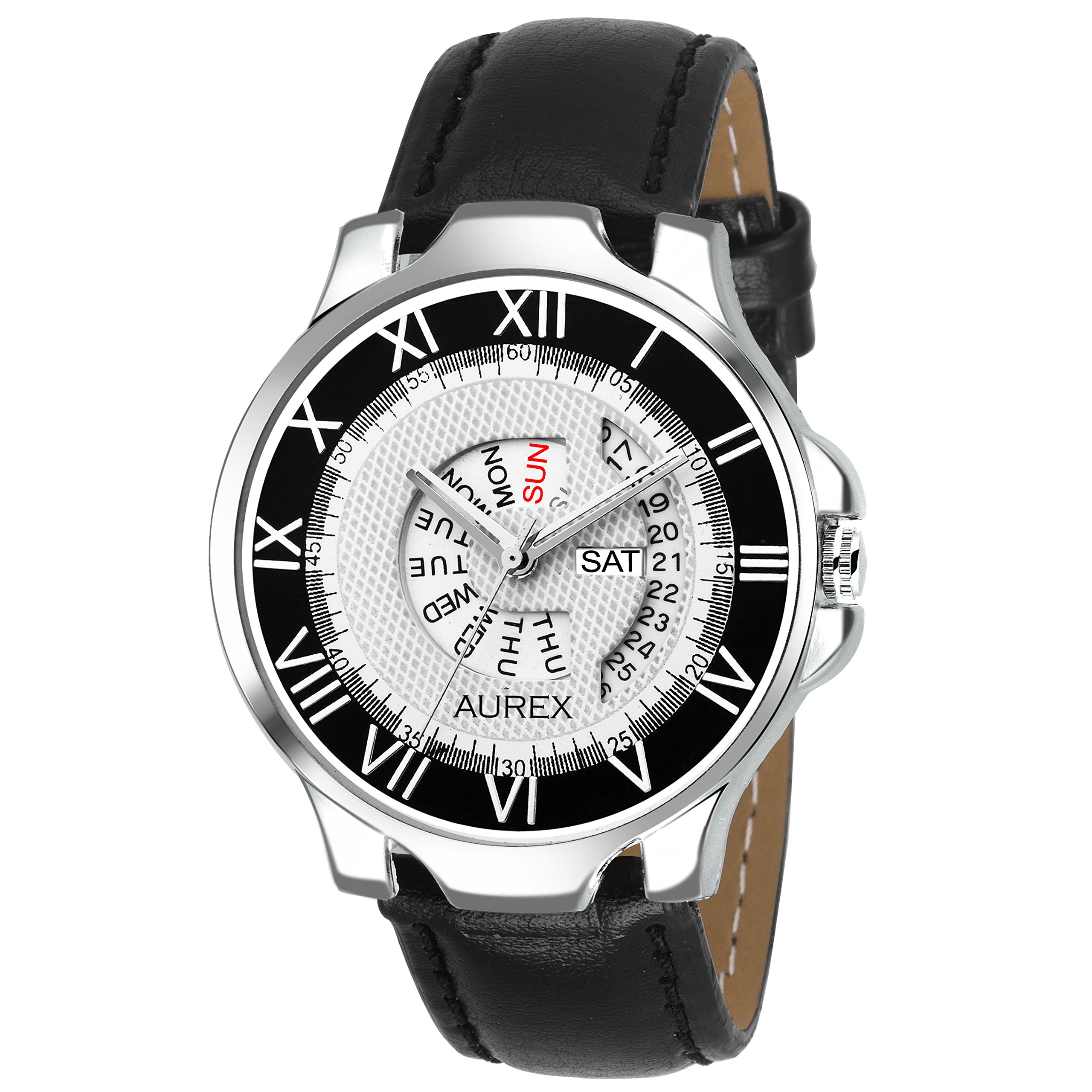 AUREX Analog White Dial Day and Date Functioning Mens and Boys Watch (AX-GR104-WHBK) (B07CNMTWRF) Amazon Price History, Amazon Price Tracker