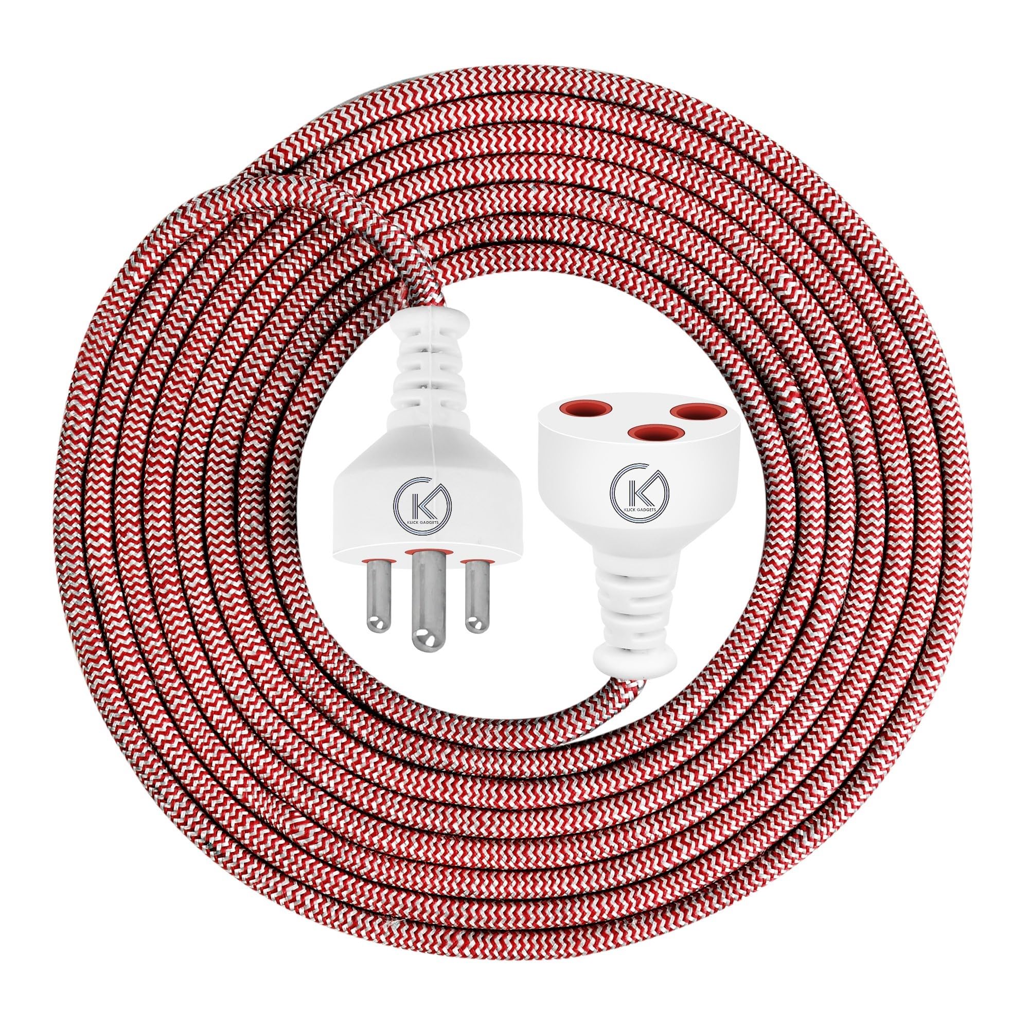 klick Gadgets 3-Pin Cotton Threaded | Expandable Electric Extension 3.5 Mt Wire Perfect Multipurpose | Home Decor | Office | Festival Decorations | Red Colour | Pack of 1-image-48