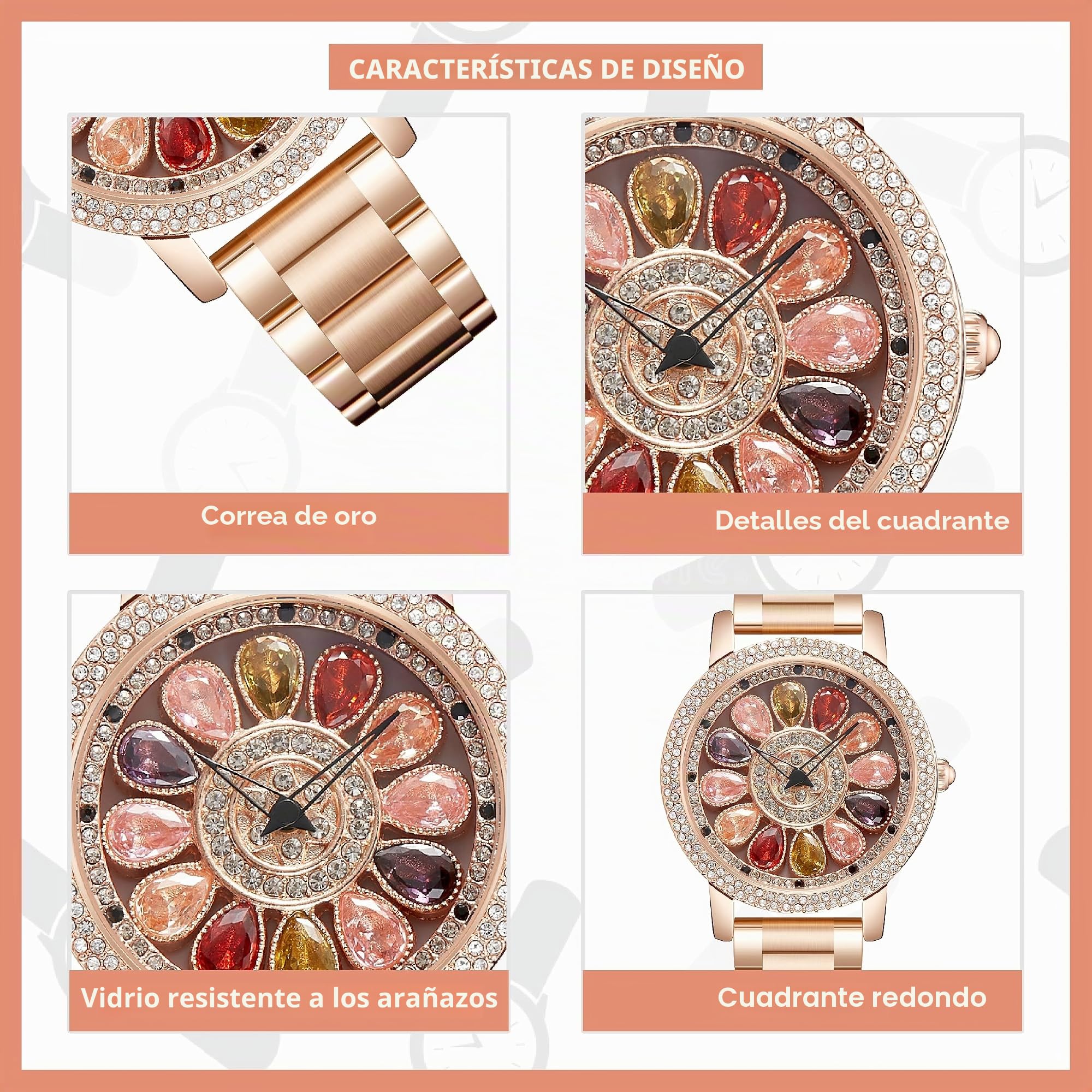 ORSGA Reloj de aleación de acero para mujer, esfera giratoria de diamantes multicolor, reloj para mujer, analógico, último reloj elegante y único para mujer, Multicolor, Moderno