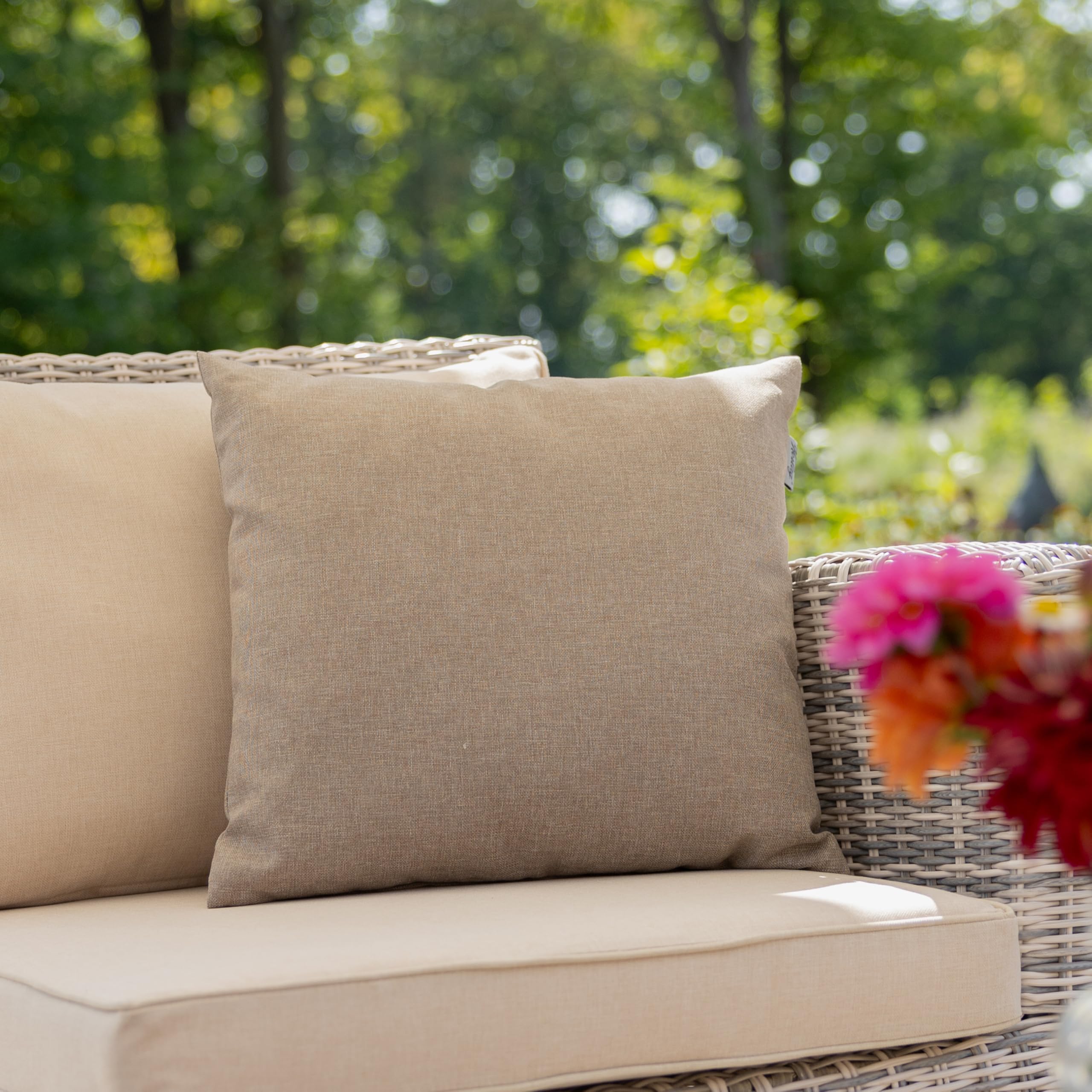 Herlag Sunny Outdoor Dekokissen 50x50cm – wetterfest & UV-beständig – waschbarer Bezug mit Reißverschluss – inkl. Innenkissen – Zierkissen für Balkon & Garten – Gartenkissen für draußen – Taupe