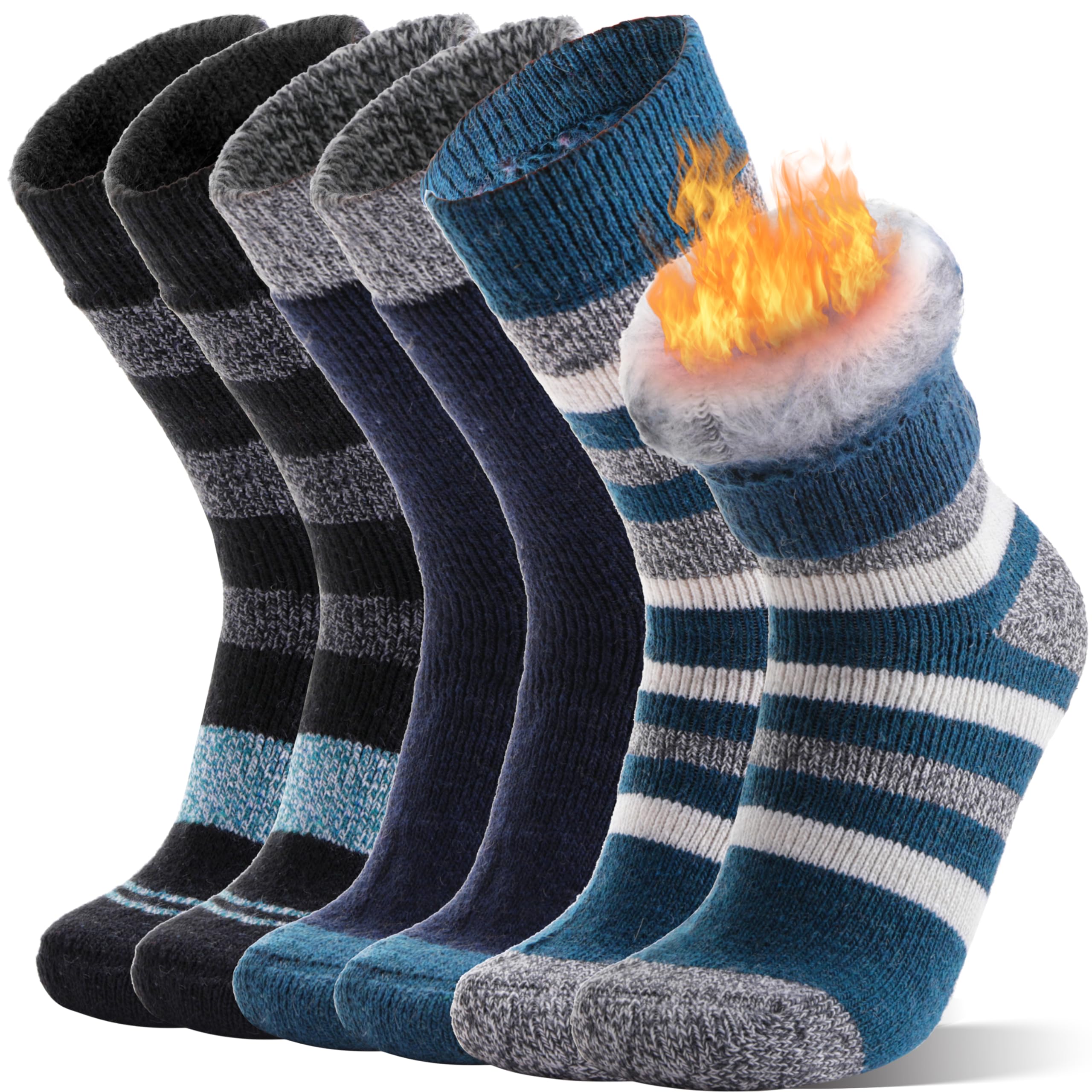 MOGGEI 3 Pairs Thermal Winter Socks for Women &amp; Men Thick Extra Warm Insulated Ski Boot Socks for Cold Weather