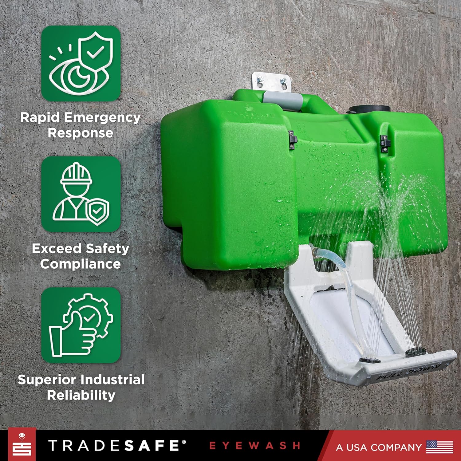TRADESAFE Portable Eye Wash Station OSHA Approved - Emergency Eye Wash Station, 8 Gallon Eye Wash First Aid with Aluminum Eyewash Station Sign and Inspection Tags, OSHA and ANSI Compliant