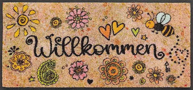 Wash+Dry Fußmatte 'Bring Glück herein' 35x75cm - Innen & Außen waschbar