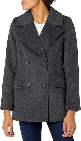 Womens wool pea coat with hood Clearance