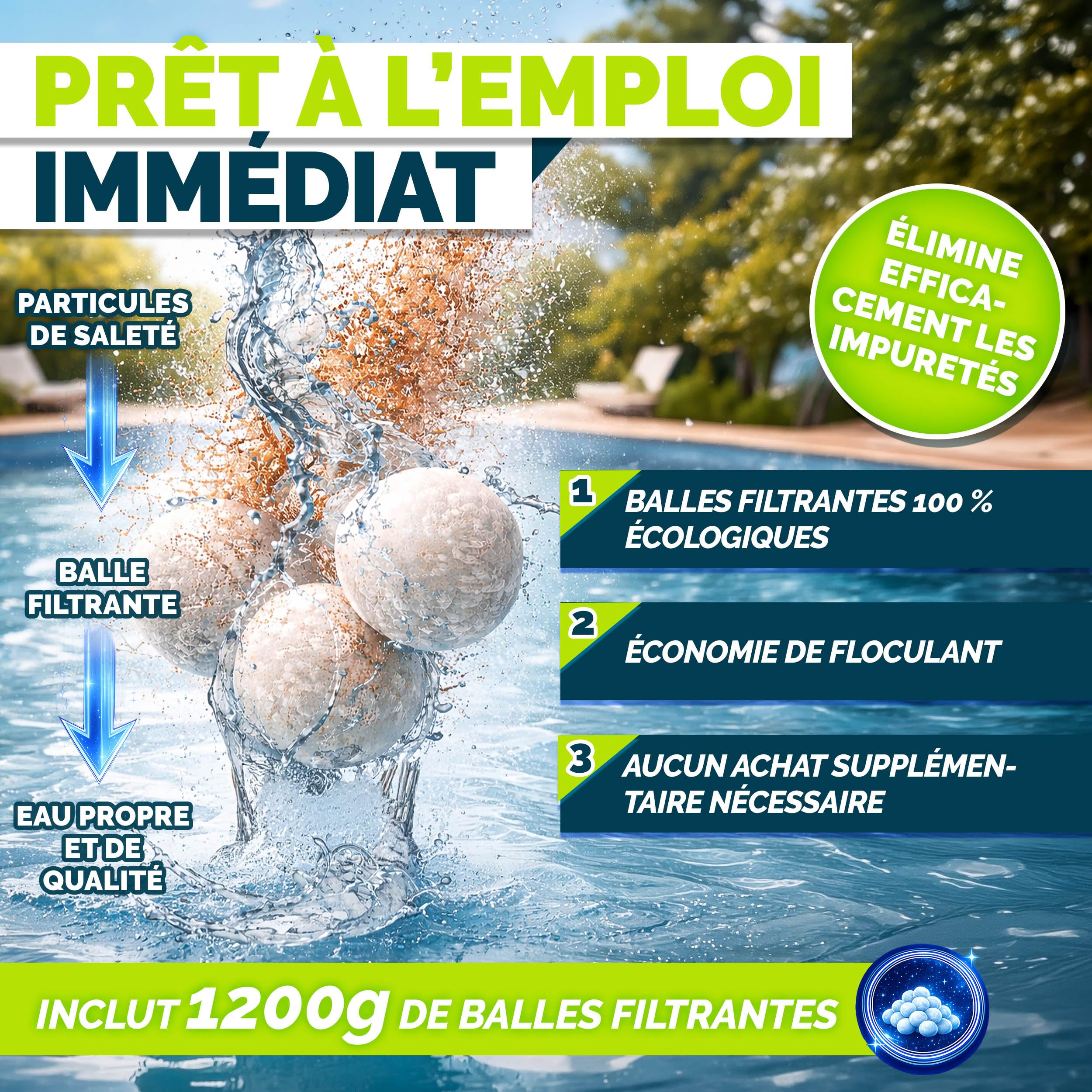 tillvex® Filtre à Sable pour Piscine sans Pompe + Billes filtrantes jusqu'à 50 m³ (50.000 litres) | Cuve Filtre Piscine INCL. Adaptateur Ø32-38mm | Vanne 7 Voies, manomètre & Tuyau d'aspiration