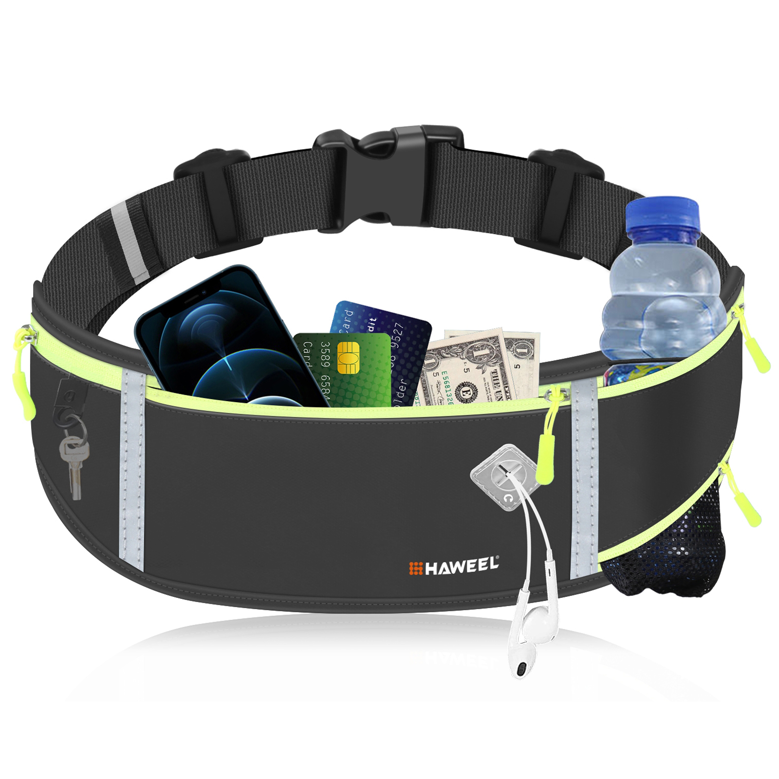 Waist Pack, Waterproof Hydration Belt With Water Bottle Holder Hiking Walking Waist Pack Reflective Adjustable Fanny Pack Compatible For Phone Waistband Outdoor Running Belt