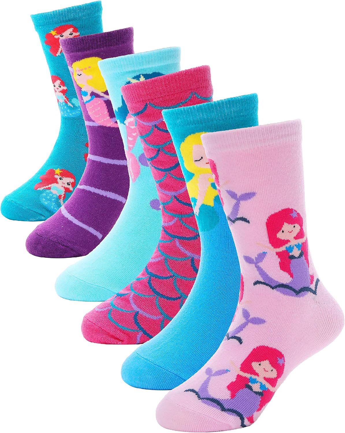 Anlisim Girls Socks Cute Animal Pattern Cartoon Novelty Fashion Soft Cotton Socks 6 Pairs