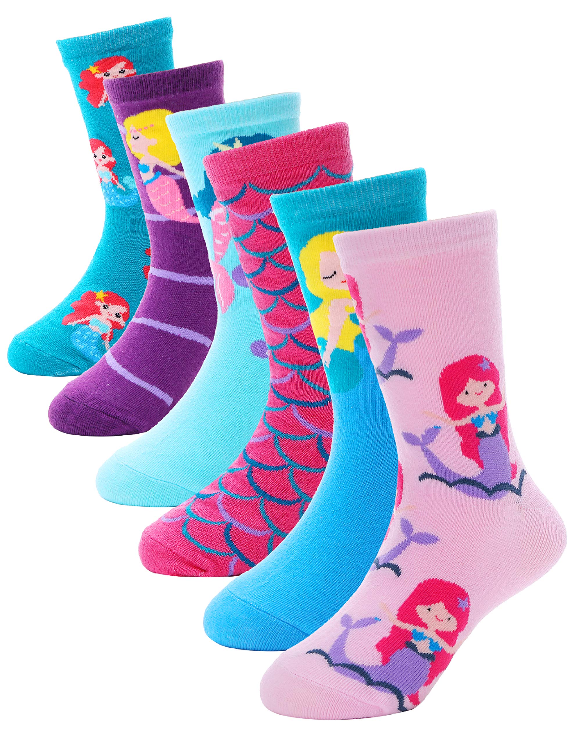 Anlisim Girls Cotton Socks, Cute Cartoon Novelty Fashion Socks, 6 Pairs