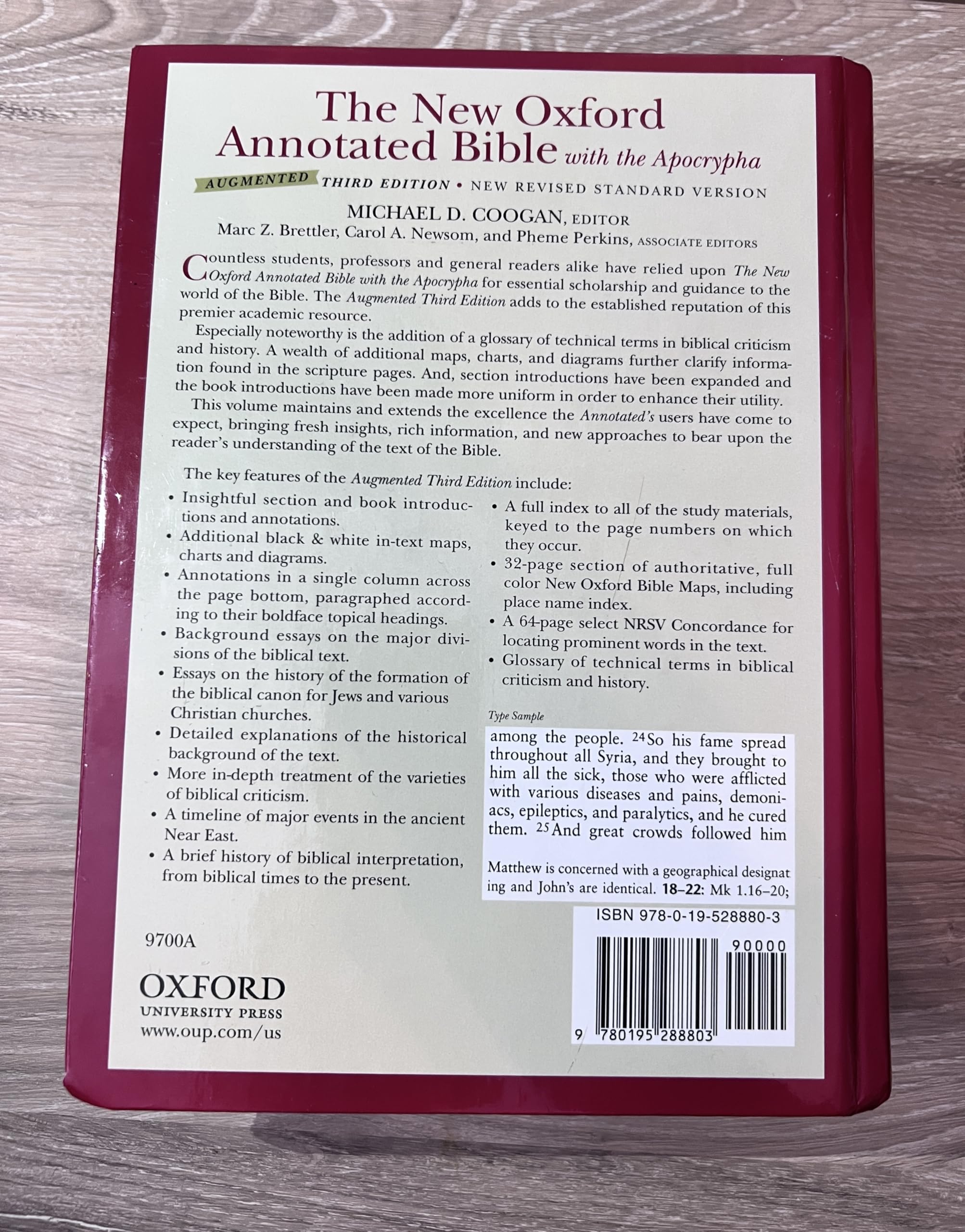 The New Oxford Annotated Bible with the Apocrypha Augmented Third Edition New Revised Standard Version product thumbnail 3