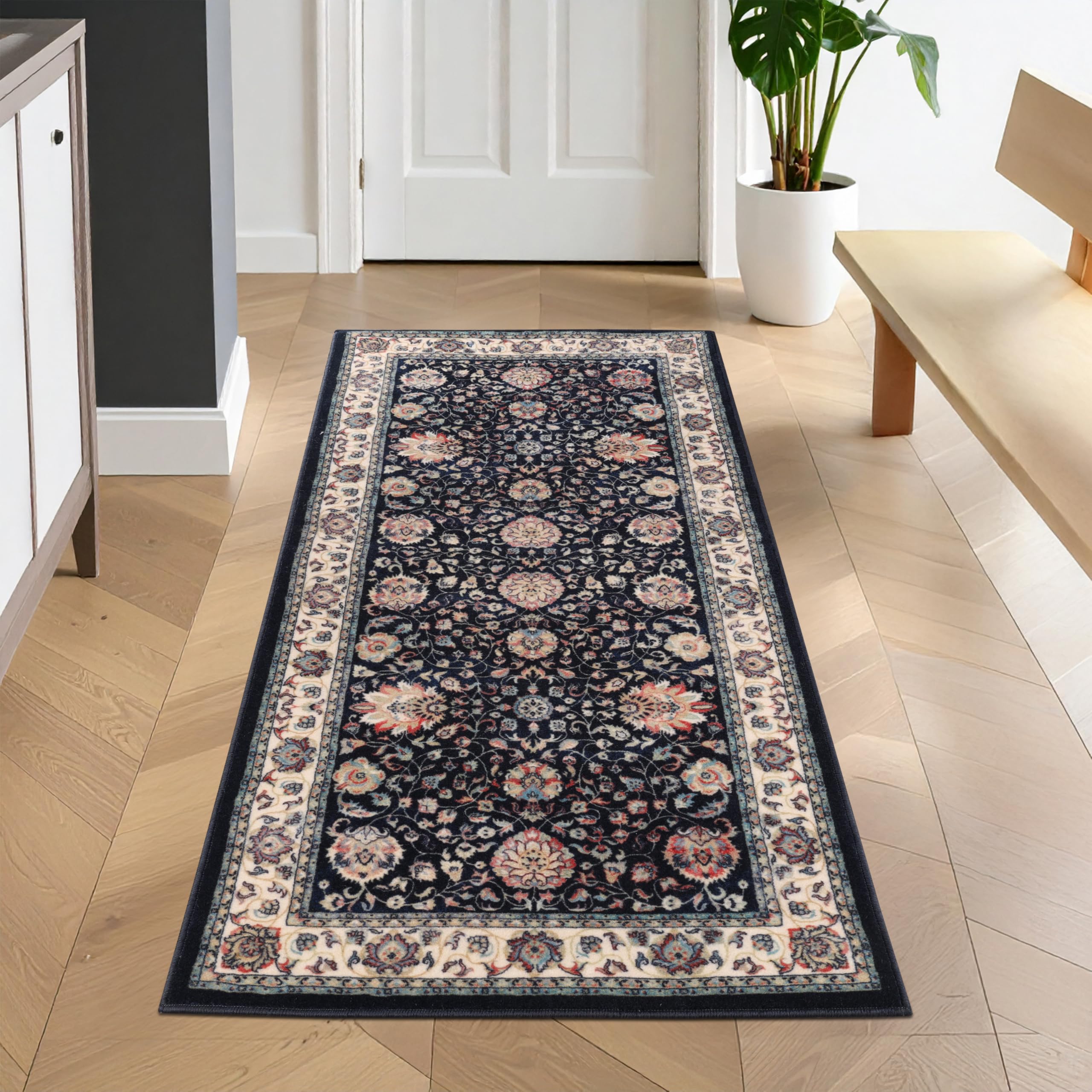Tapis de couloir traditionnel Zadar en nylon lavable pour salon