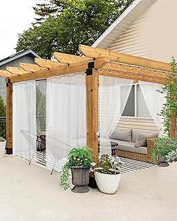 HolidayIdeas All Weather White Outdoor Sheer Curtains for Patio Waterpro...
