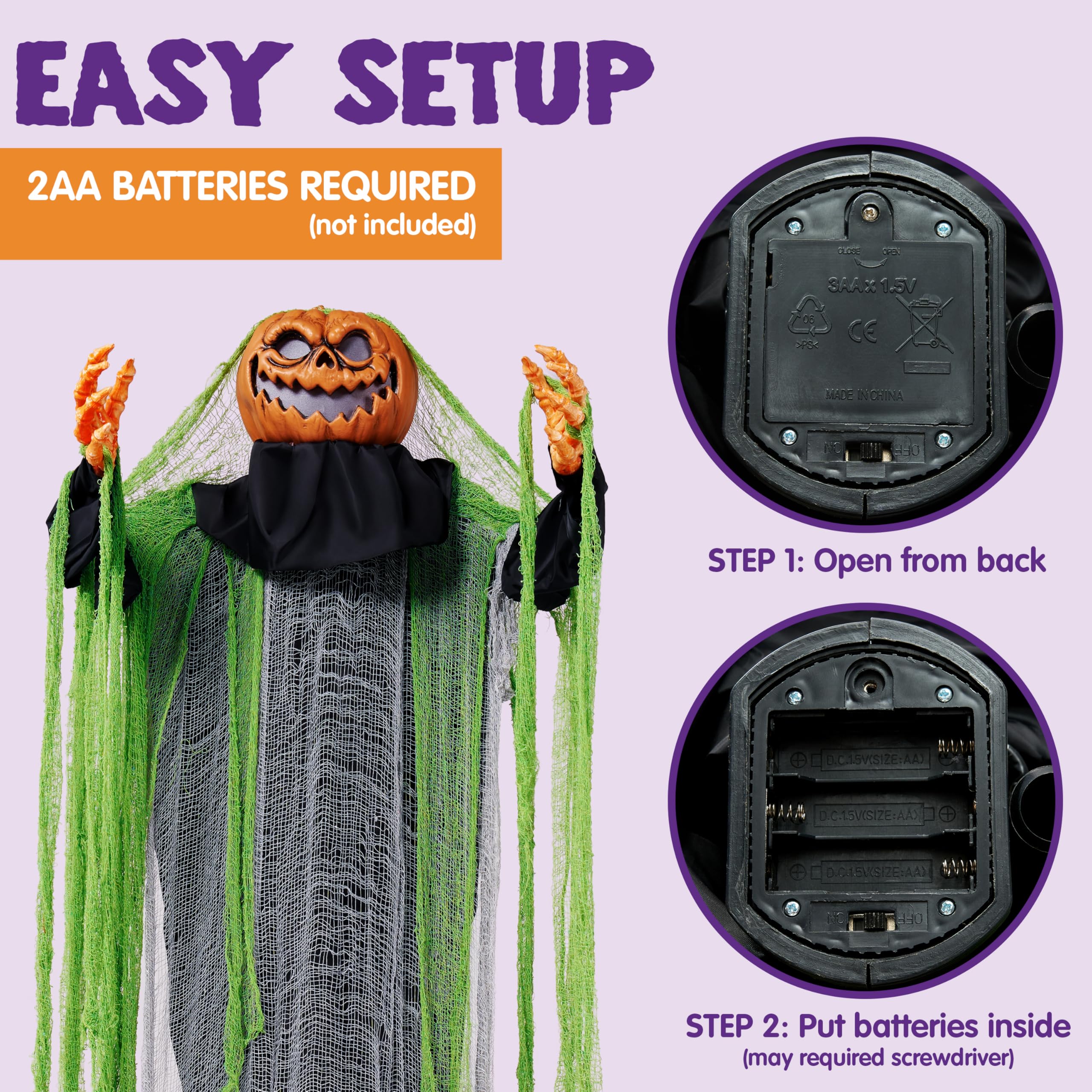 Amazon.co.jp: JOYIN 67インチ ハロウィン アニメ 立っているかぼちゃ