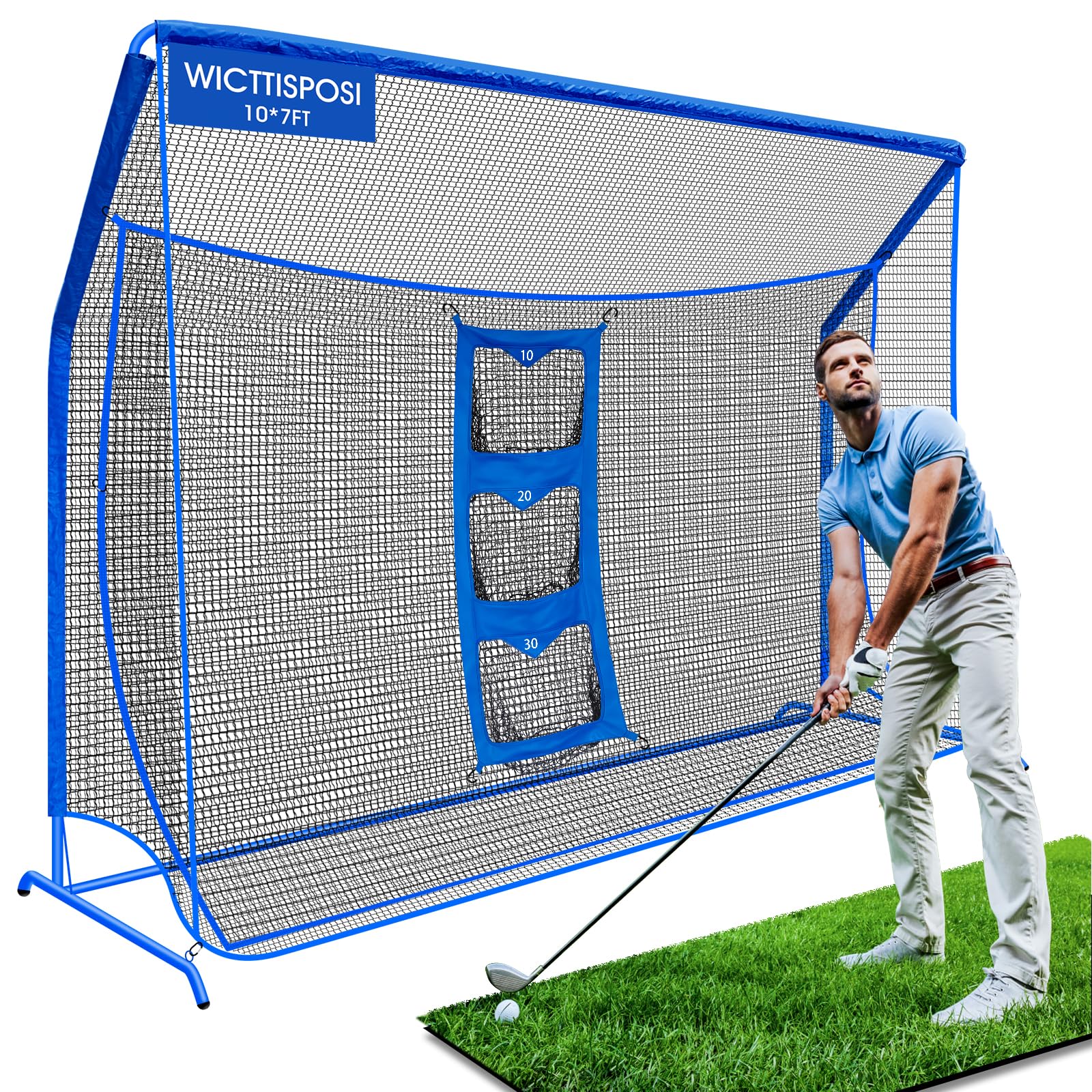 Golf Practice Hitting Net with Extra Striking Net &amp; 3-Zone Chipping Net