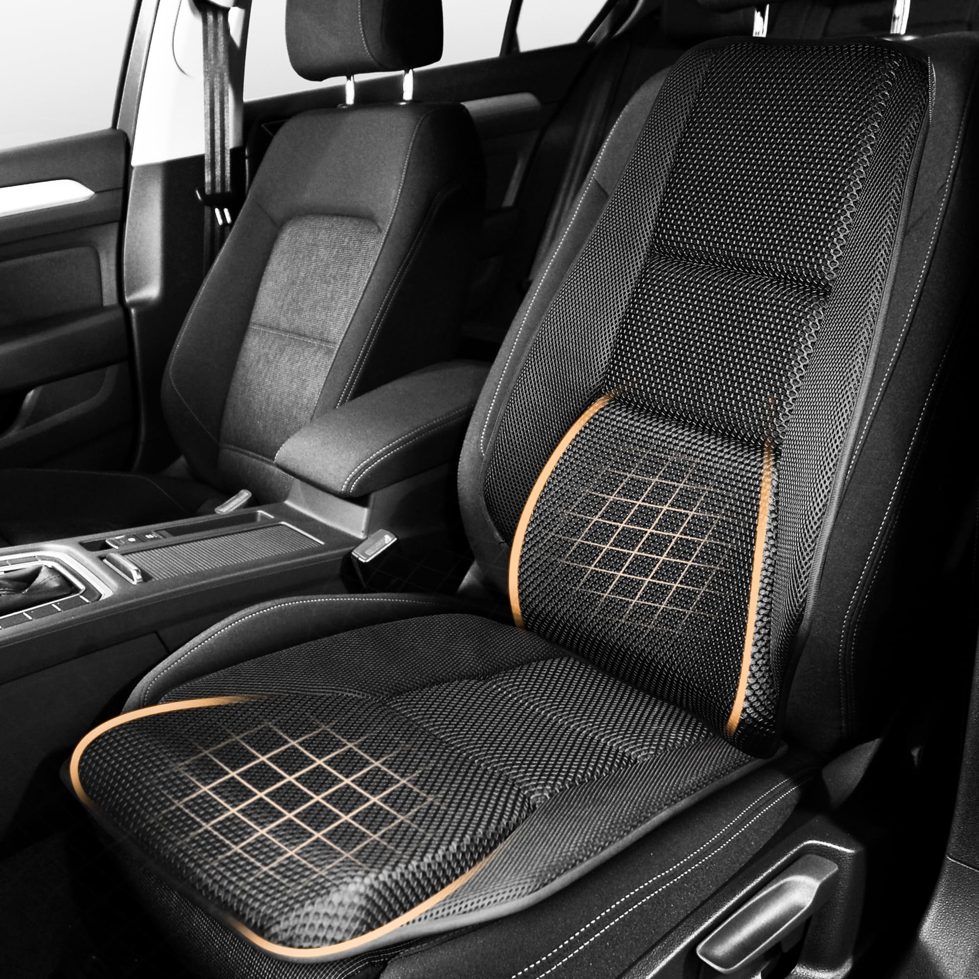 Car Seat Cushion - Memory Foam Car Seat Pad with Breathable Mesh, Relief Back Pain, Universal Fit, Easy to Install, Cushion Set for SUV/Truck Etcโ Black