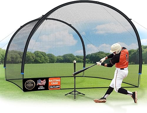 Red de jaula de bateo de béisbol de 20 pies con red estilo calcetín, jaulas de bateo de béisbol, sóftbol y golf totalmente cerradas, marco completo