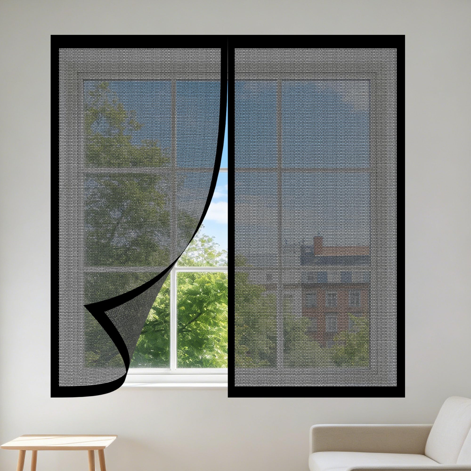 Moustiquaire magnétique avec fermeture automatique rideau anti moustique noir 175x135