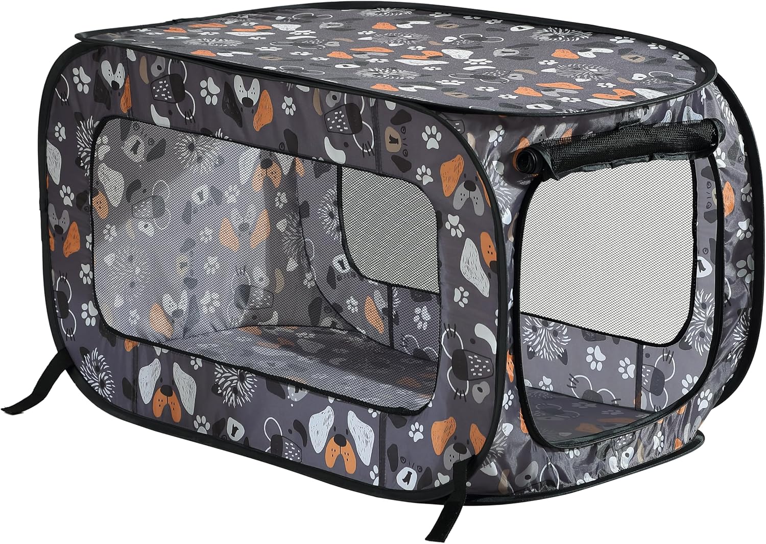 Beatrice Home Fashions Portable, Collapsible, Pop Up Kennel Travel Cat and Dog Crate, 24" L x 16.6" W x 16" H, Face of Love Face of Love 24.0"L x 16.6"W x 16.0"H
