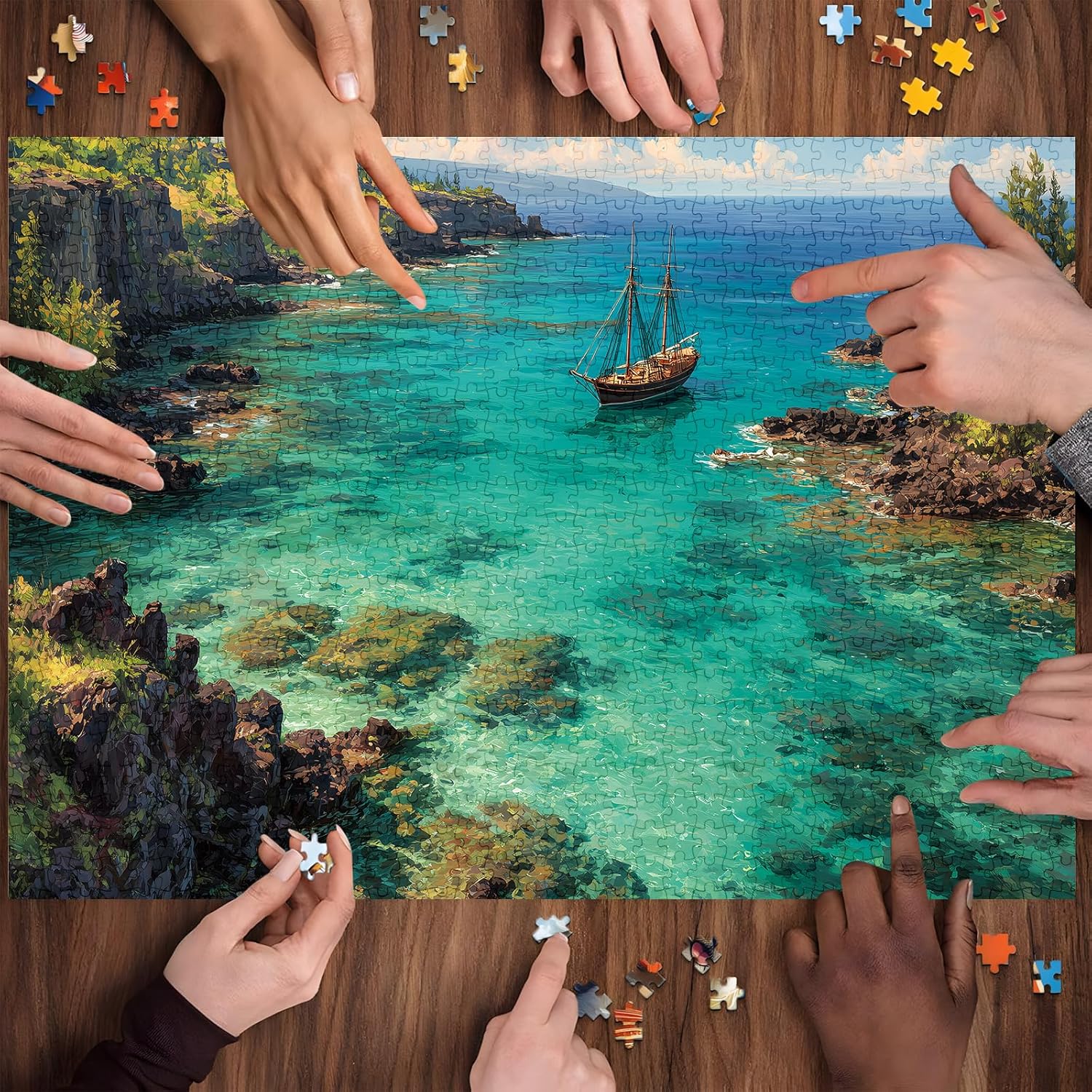 500 Piece Jigsaw Puzzle for Adults –Hawaiian Island Sailboats Jigsaw Puzzles 500 Pieces, Tropical Ocean Puzzles for Adults 500 Pieces, Challenging Perfect for Game Nights, 20.5 X 15 in