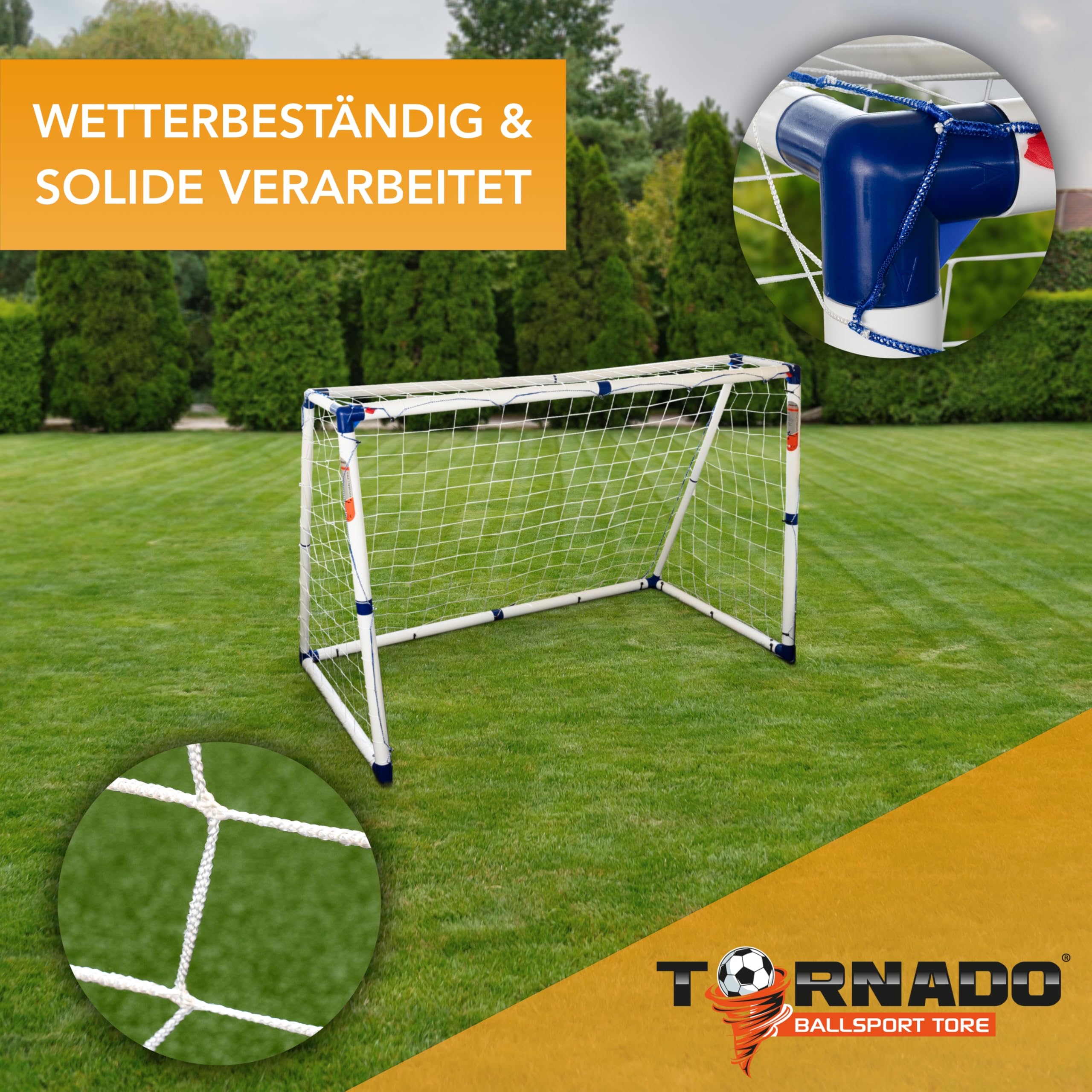 Tornado | PRO Fußballtor für Kinder | Für PU- oder Soft PVC-Bälle geeignet, das perfekte Tor für den Garten aus Kunststoff, Verschiedene Größen: 1x 150x100, 1x 180x130, 1x 244x180, Set 2X 110x90