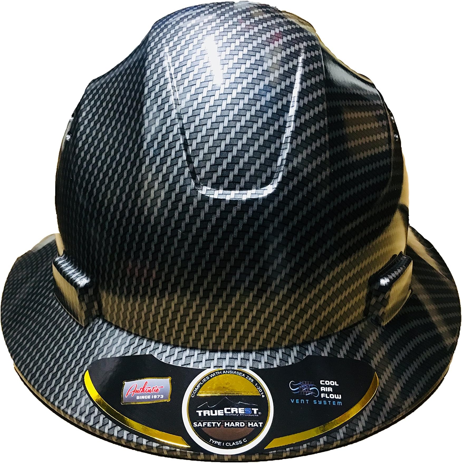 HDPE Hydro Dipped Black Full Brim Hardhat Carbon Fiber with Fast-Trac Suspension