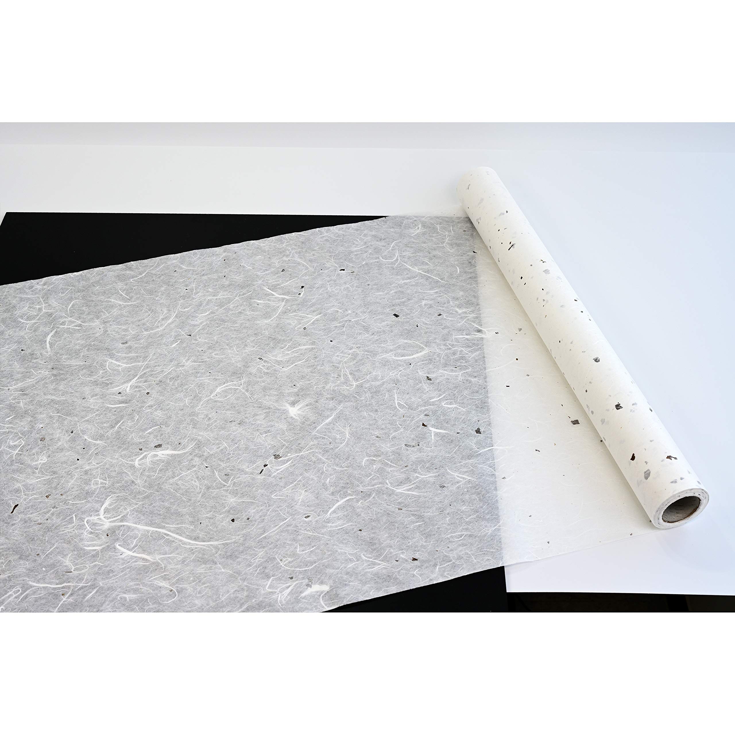 Koreanisches Maulbeerpapier, HanJi, Naturfaser-Textur, Geschenkverpackung, dekorative Tapete, UnYoungJi Rolle, weiß mit Maulbeerrinde, 54 cm x 20 m