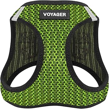 Best Pet Supplies - All Weather Mesh/Plush, Reflective, No Pull Harness for Small, Medium Dogs, Cats - Secure with Hook & Loop Fastener, Buckle, Double D-Rings - Lime Green 2-Tone, XS