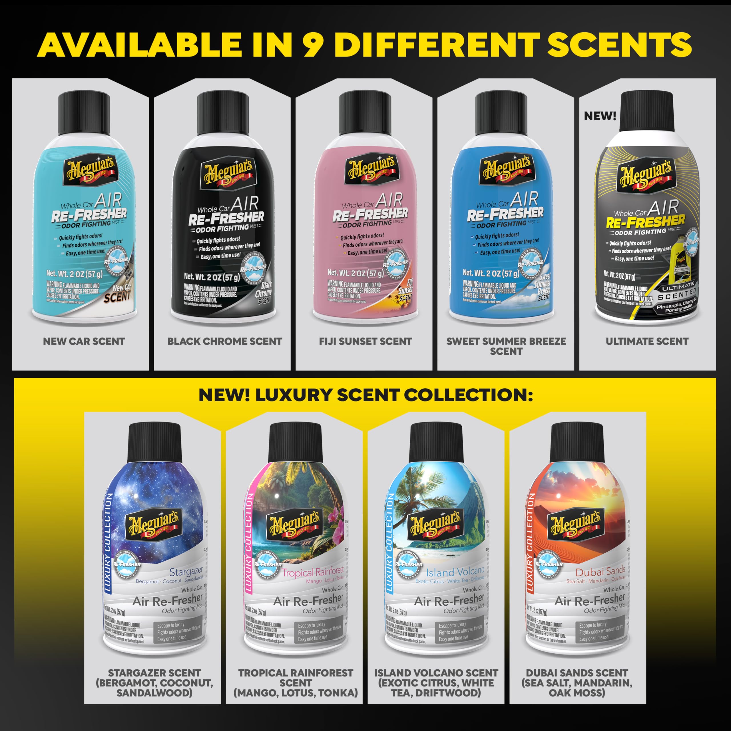 Meguiar's G16402 New Car Air Re-Fresher - Eliminador de olores aroma a coche nuevo, 57 g