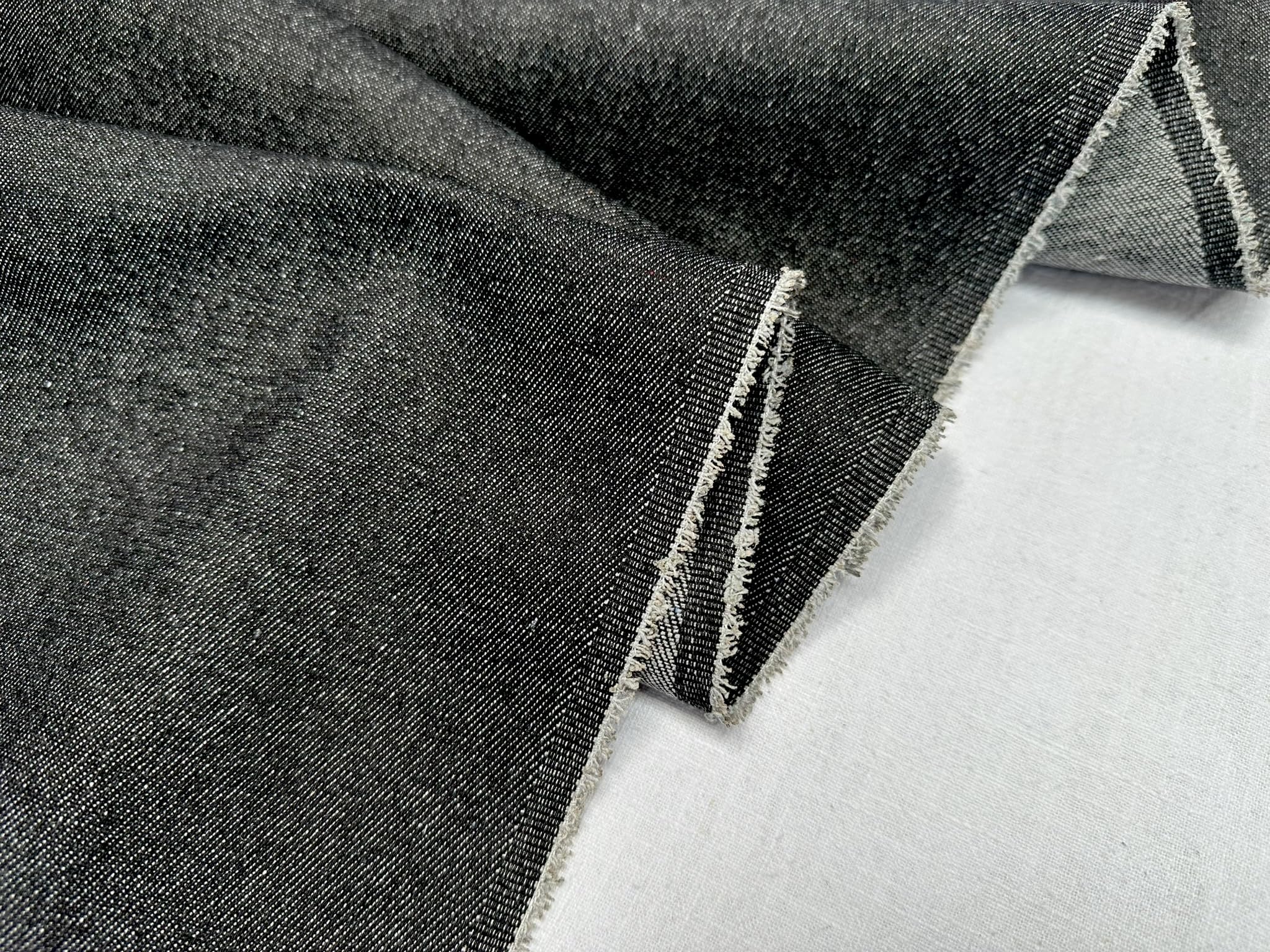 Denim Jeans Fabric Cotton Material Dressmaking Light Upholstery Dressmaking Home Decor - 180cm Wide (Black, 3 Metres)