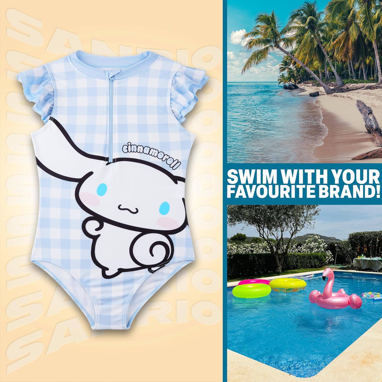 Disney Stitch | Barbie | Hello Kitty Girls Swimsuit, One Piece Summer Bathing Suit, Swimwear, Kawaii Beach Outfits
