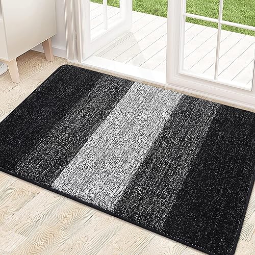 Kitinjoy - Tapete para interior y exterior, 32 x 20 pulgadas, antideslizante y absorbente, atrapa la suciedad, delgado, lavable, resistente y suave,