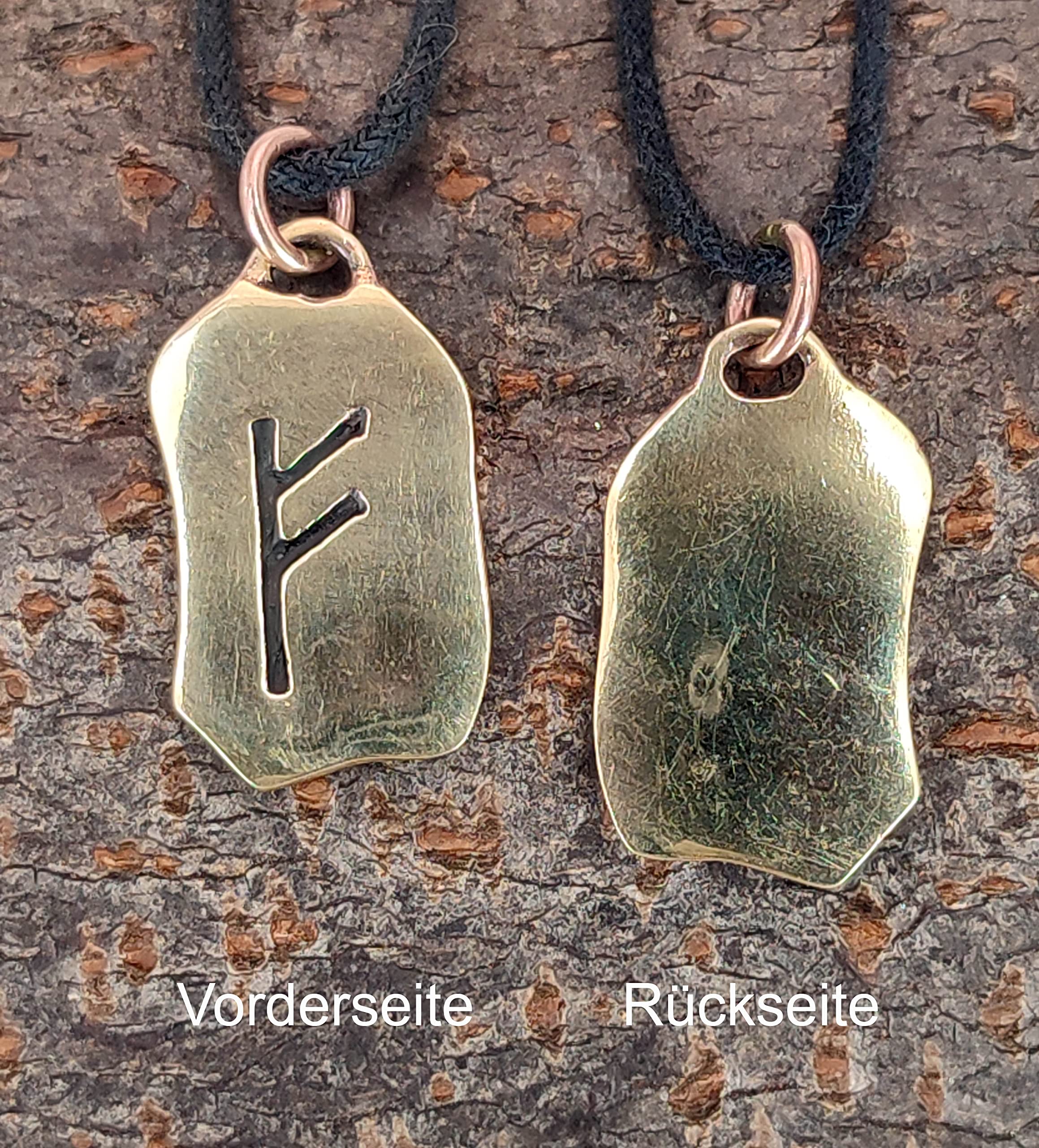 Kiss of Leather Colgante Fehu runas de bronce n° 87, Bronce