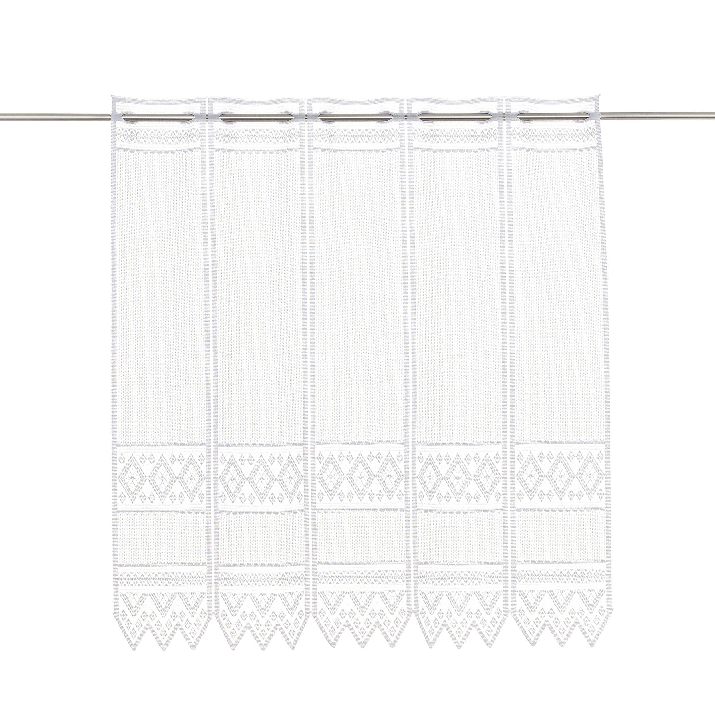 Scheibengardine Jacquard grafisch 90x585 cm H/B Weiß Bistrogardine Vorhang Küche 1er Pack