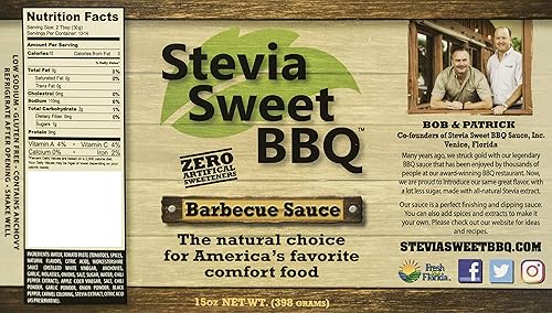 Miniatura 3 de Stevia Sweet BBQ Salsa  Bajo en azúcar (0.04oz), bajo en carbohidratos, bajo en sodio, sin gluten y grasa  Salsa de barbacoa apta para dieta paleo y