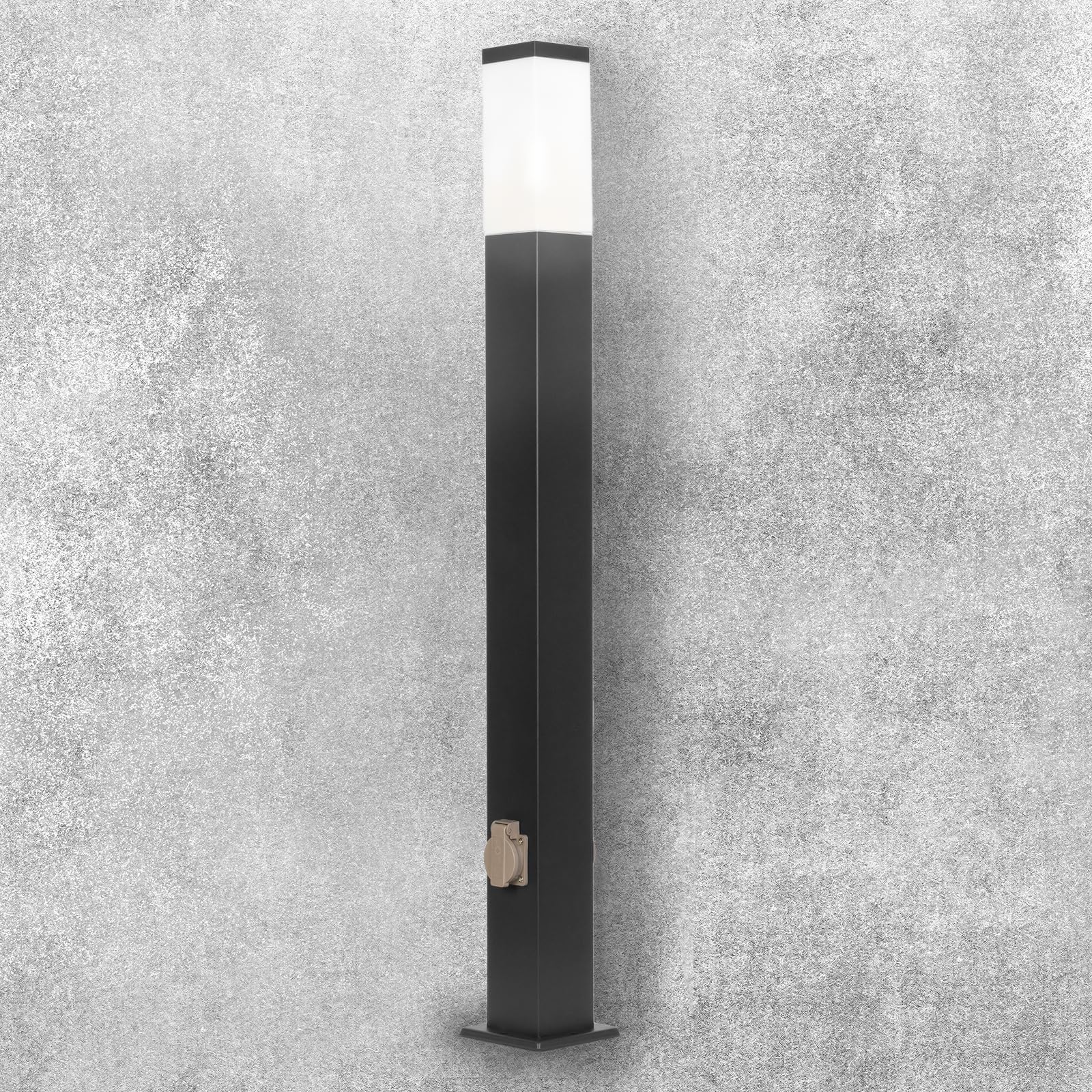 Grafner XL Wegeleuchte mit 2 Steckdosen, Höhe: 100 cm, Aluminium, E27, schwarz anthrazit, Wegleuchte Weglampe Gartenlampe Gartenleuchte Standlampe Außenstandleuchte Pollerleuchte