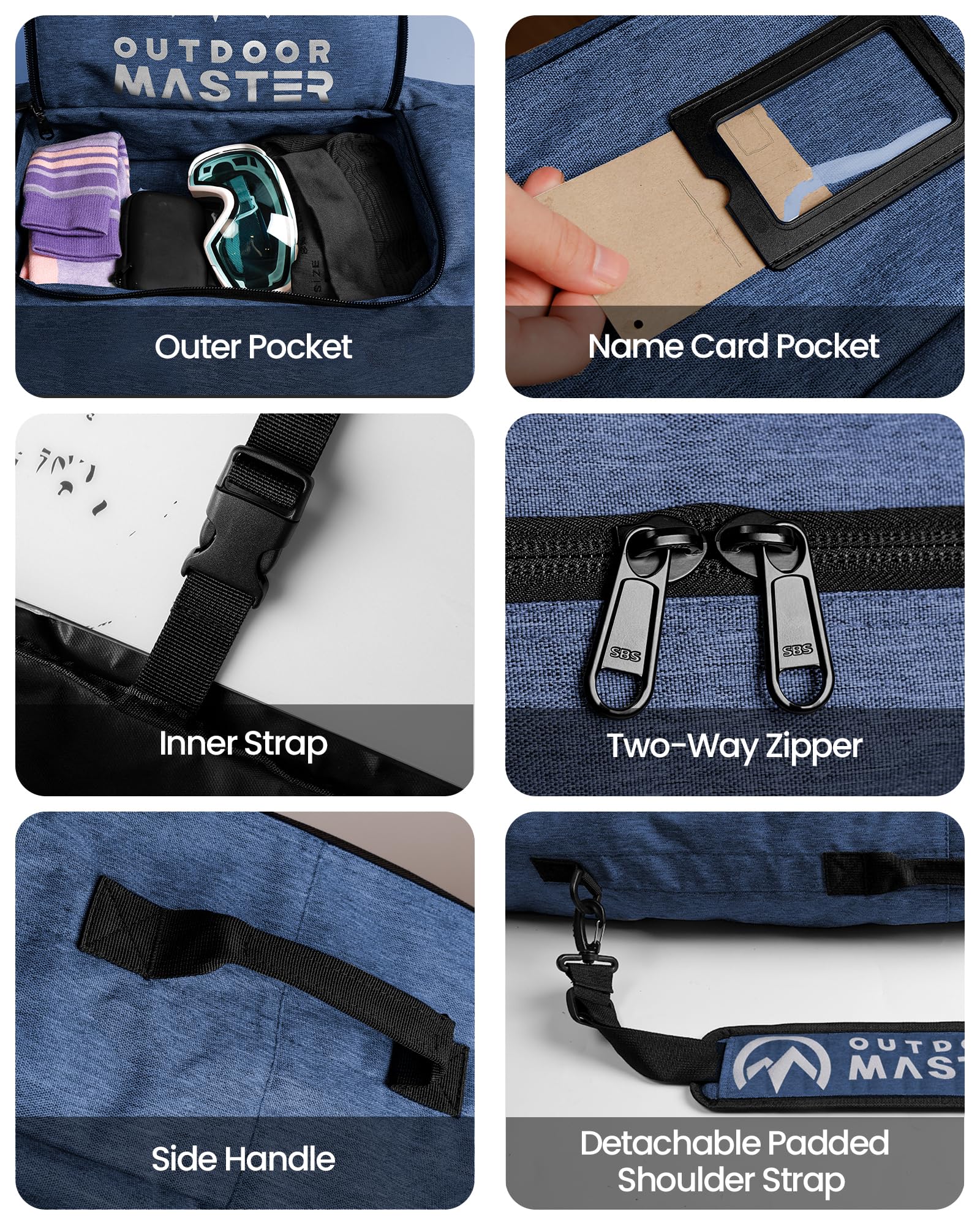 OutdoorMaster Borsa da snowboard – 900D resistente all'acqua Snowboard borsa da viaggio con tracolla, design pieghevole