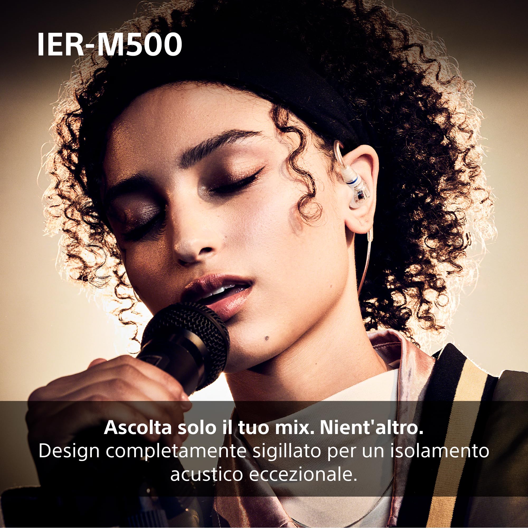 Cuffie intrauricolari con cavo Sony IER-M500 Pro | Auricolari IEM ad alta risoluzione con cavo, isolamento acustico ideali per musicisti, artisti e uso in studio - Nero