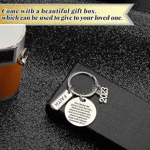 Miniatura 4 de Llavero inspirador de graduación 2023, regalos de graduación para estudiantes, llavero de clase universitaria de 2023 con cajas de regalo (para I