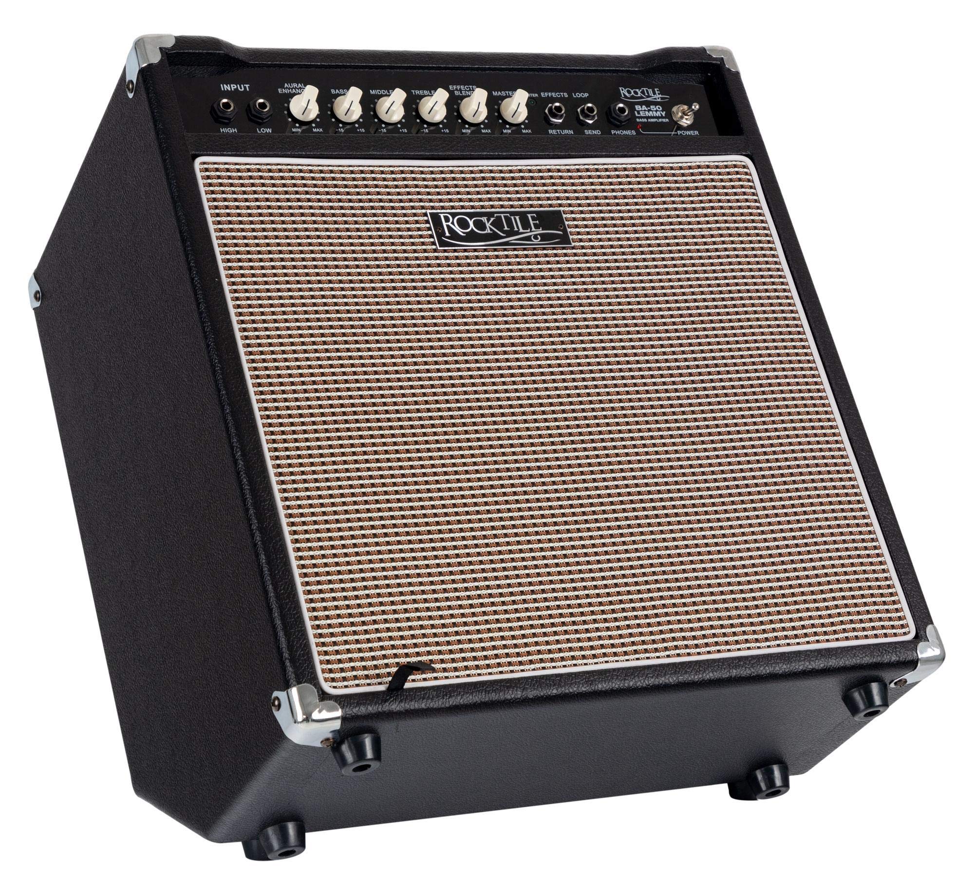 Rocktile BA-50 Lemmy Basscombo 50 Watt, Potenza in uscita: 50 Watt RMS | Speaker: 12" (30, 5 cm), Equalizzatore a 3 bande, Aural Enhancer, Cabinet inclinato, 2 ingressi jack da 6, 35 mm), Maniglia