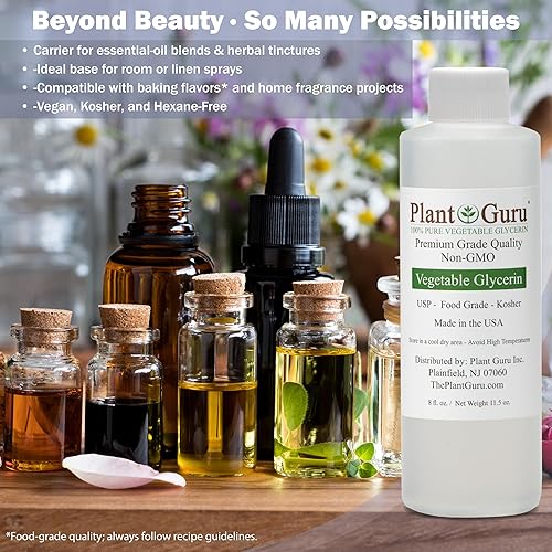 Miniatura 7 de Plant Guru Glicerina vegetalglicerina de 32 onzas. Kosher de grado alimenticio USP, ideal para piel, cabello, cara, cuerpo, manualidades y
