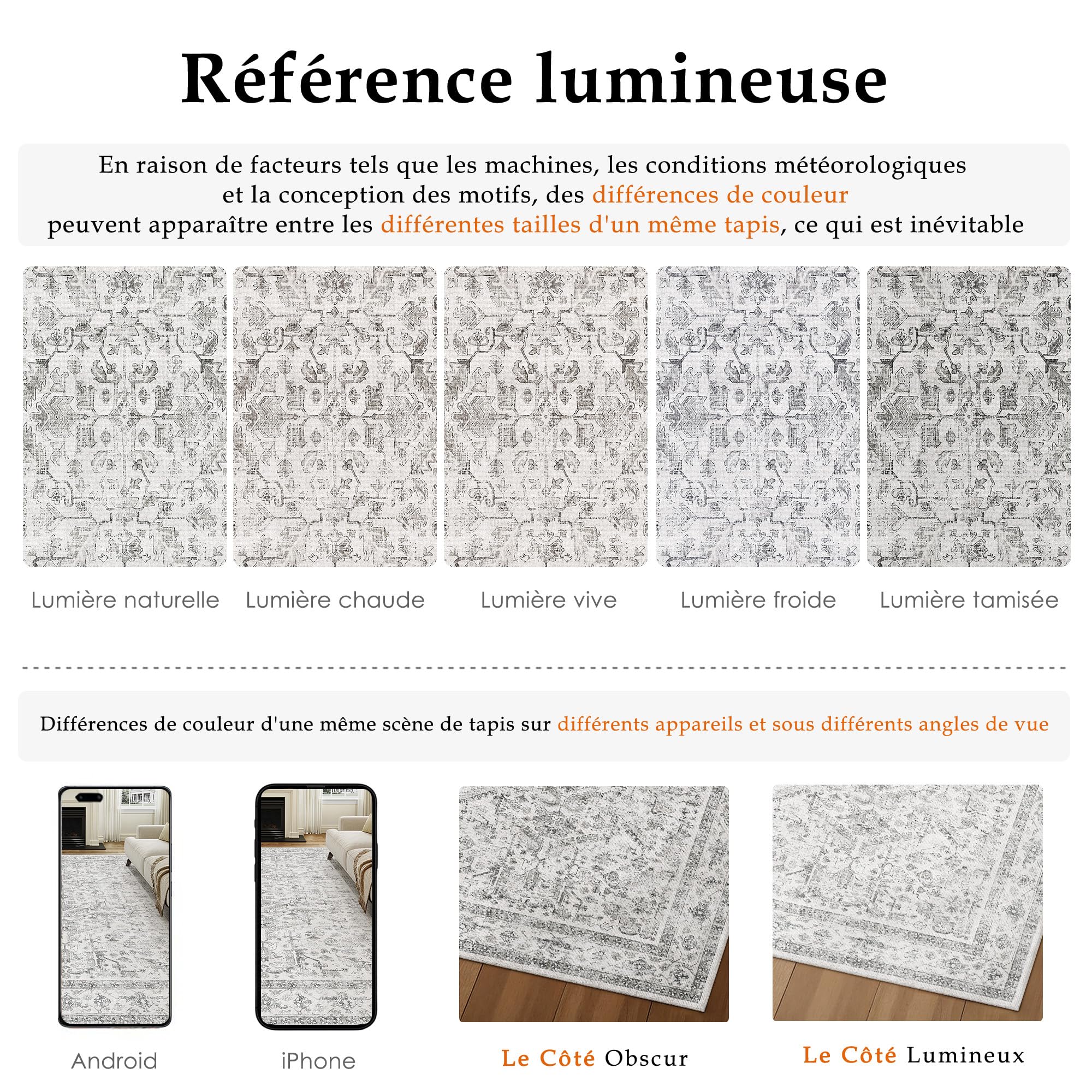 PureCozy Vintage Tapis Couloir 60x180cm Gris Passage Cuisine Antidérapant Lavable en Machine Doux Long Carpet Descente de Lit Chambre Adulte Poil Ras Rug