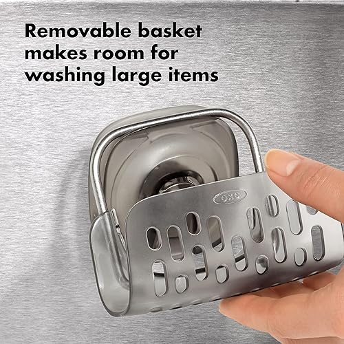 Miniatura 7 de OXO Good Grips Dispensador de jabón espumoso de acero inoxidable y soporte de esponja de succión Stronghold