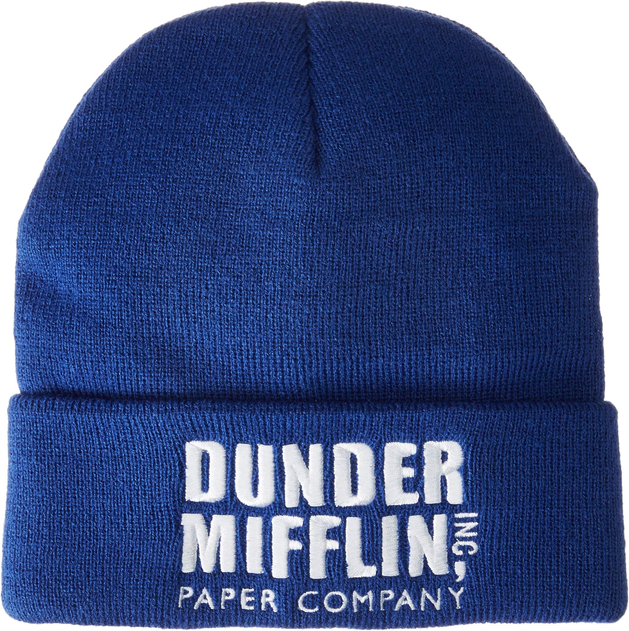Concept OneThe Office Men's Dunder Mifflin Paper Company Cuffed Knit Acrylic Beanie Hat, Blue, One Size