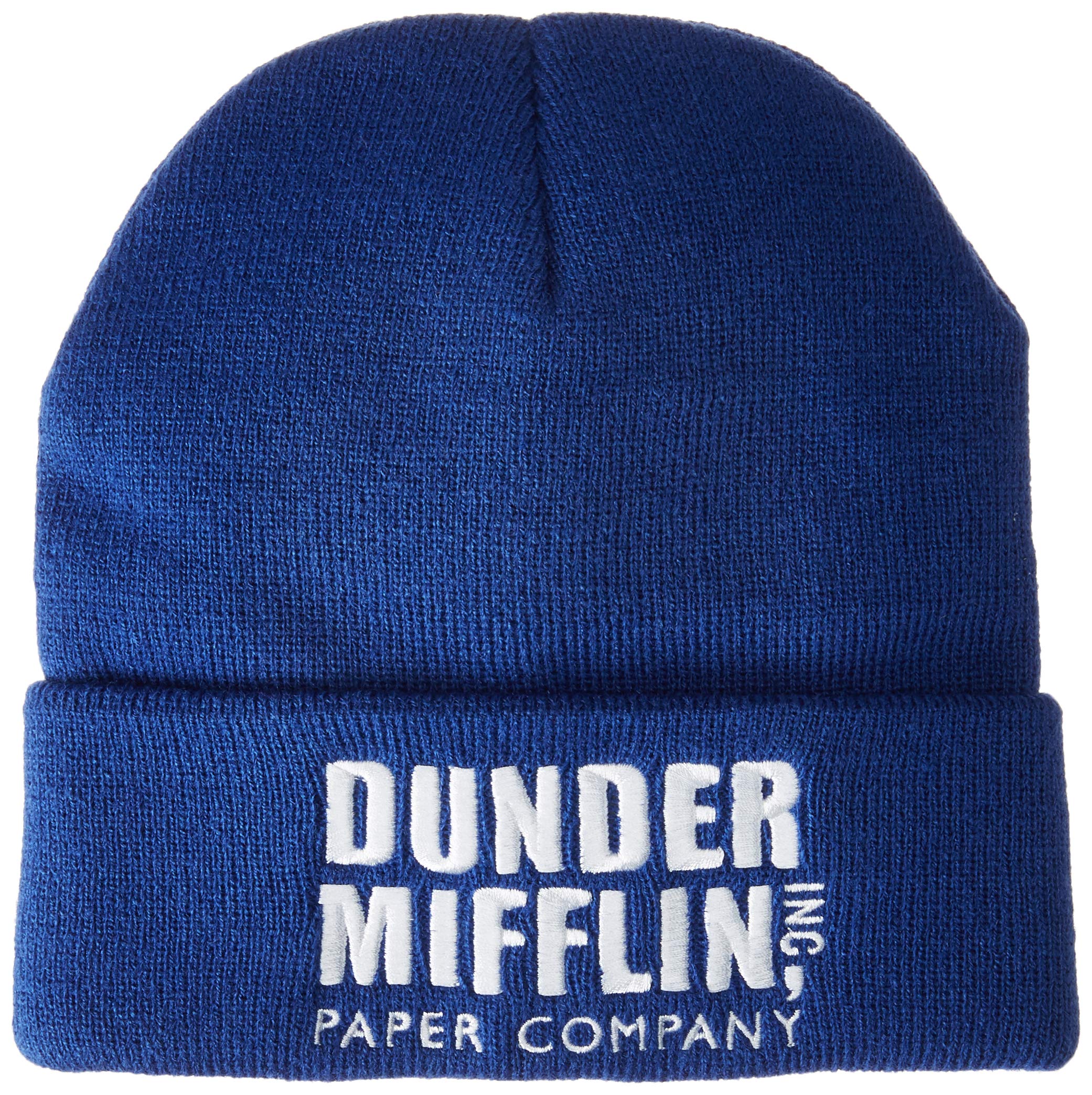 Concept OneThe Office Men's Dunder Mifflin Paper Company Cuffed Knit Acrylic Beanie Hat, Blue, One Size