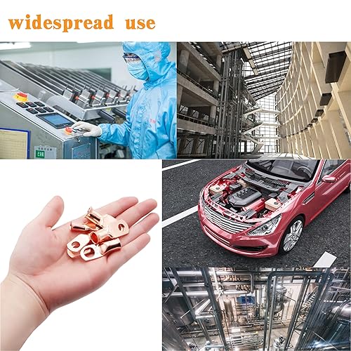 Miniatura 8 de Terminales de cable de batería de alambre de cobre, extremos de terminales de calibre 10 20 40, conectores de terminal de anillo de crimpado 516 38