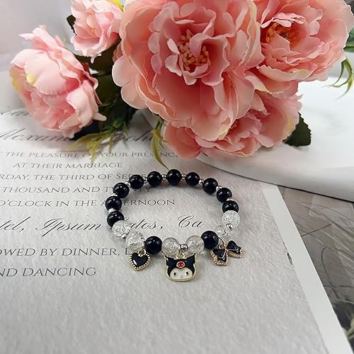 Miniatura 8 de CJIAYUJEW Cute Bracelet Crystal Pearl Bracelets, Anime Elastic Stretch Crystal Bead Bracelet Lovely Cartoon Elastic Beaded Bracelets for Women