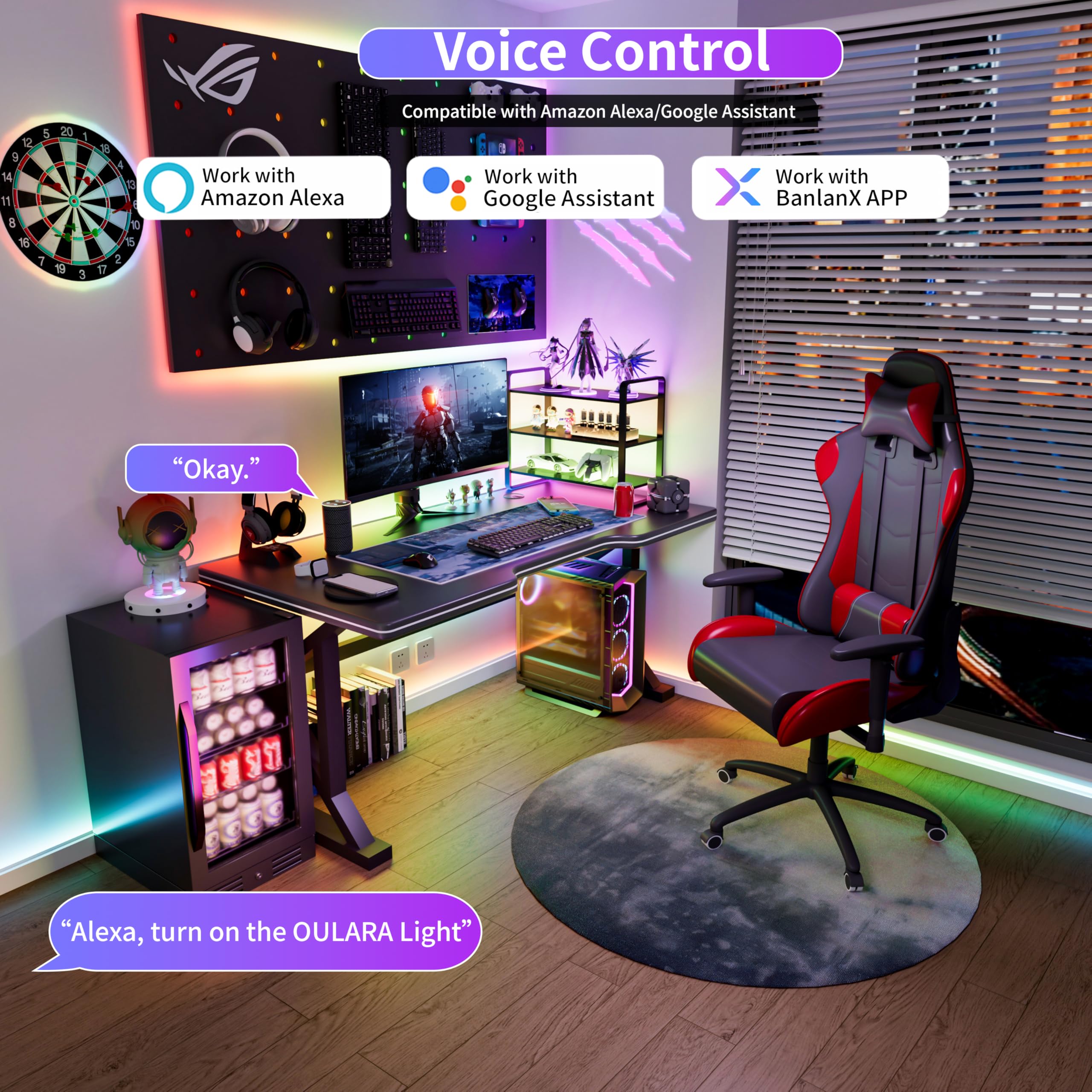 OULARA USB RGB WS2811 IC COB LED Strip 5V Addressable LED Light Strip 2M Colour Chasing Flexible Rope Lights with APP Control/Music Mode Work with Alexa/Google for TV Mirror Bedroom Party DIY Lighting - Image 4